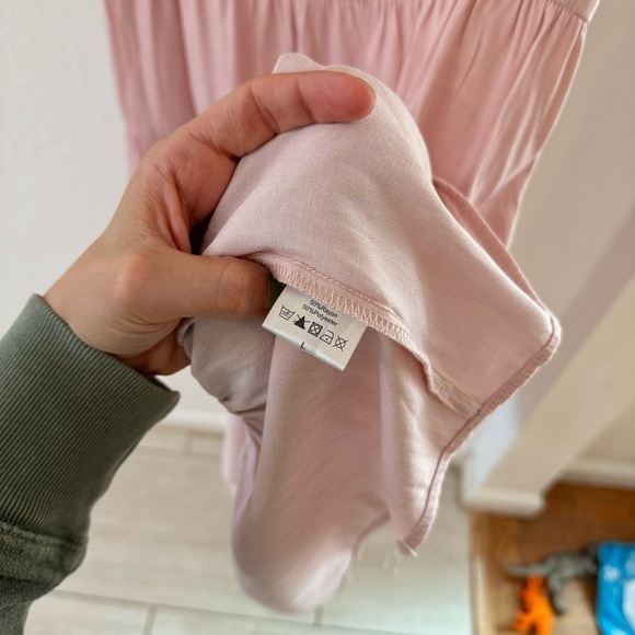 Mikarose Pink Tiered Short Sleeve Button Back Keyhole Dress Size L - Picture 6 of 11